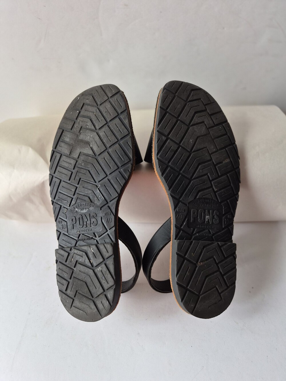Pons Avarca Classic Black Leather Sandals Size 10 EU 40 European Minimalist Boho - Picture 10 of 16